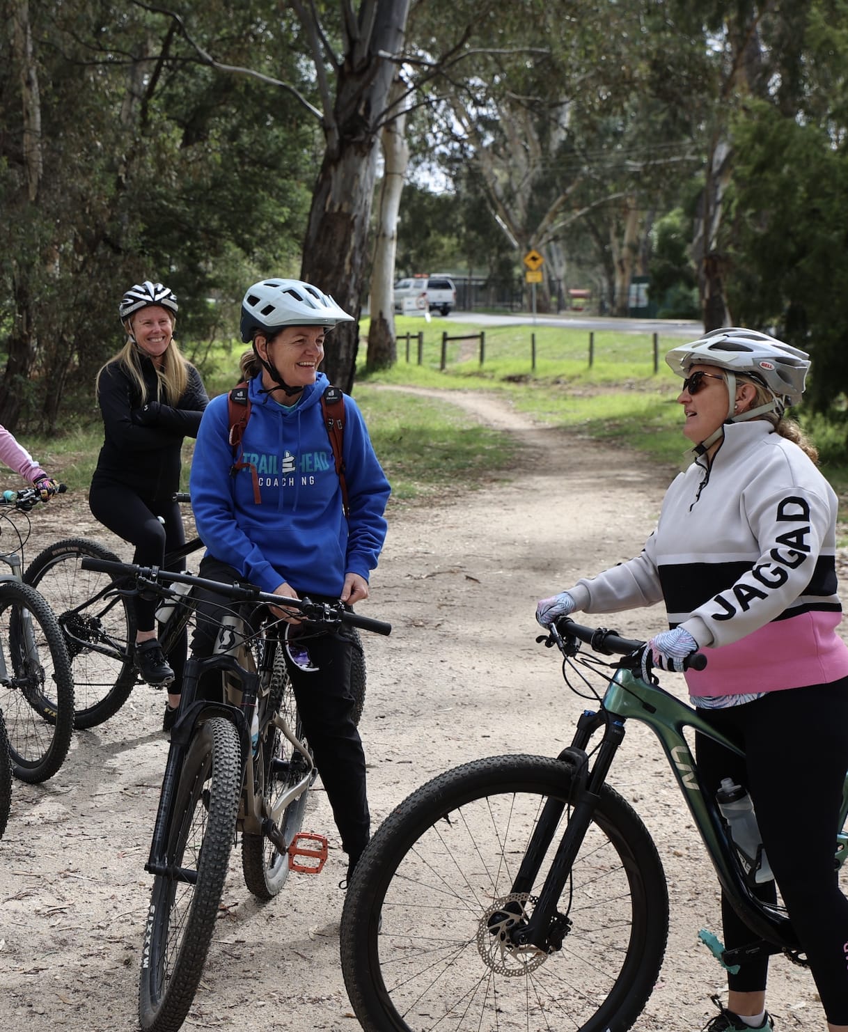Mountain bike coaching session on trail